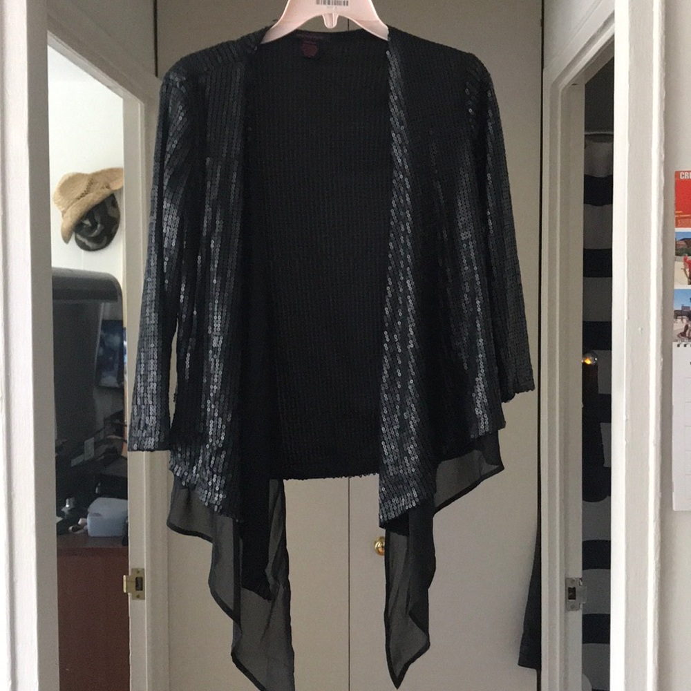 Sequin and gauze blazer top